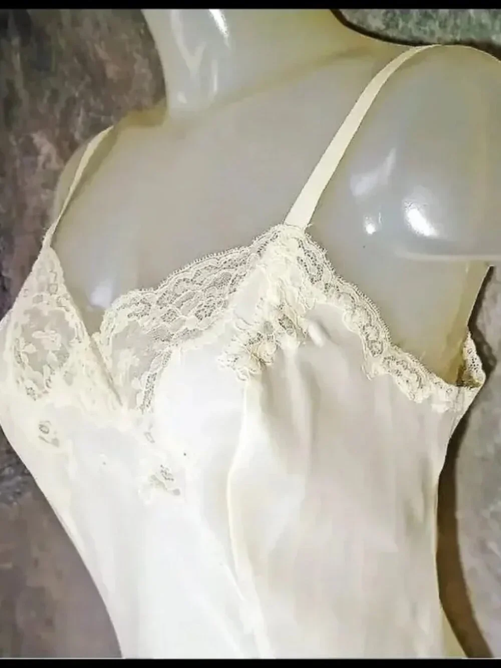 Vintage Satin Slip With Alencon Lace Retro 40s Pinup Lingerie_4